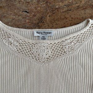 Cotton Cream Color Woman's Petite Medium Size Sweater